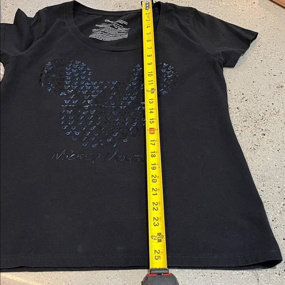 DISNEY STORE WOMENS MICKEY MOUSE HEAD SILHOUETTE T-SHIRT BLACK SIZE LARGE - Picture 12 of 13